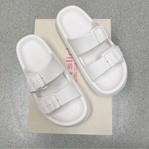 J/SLIDES SoCool Eva Sandal White Double Buckle Slip On Shoes Slides 7